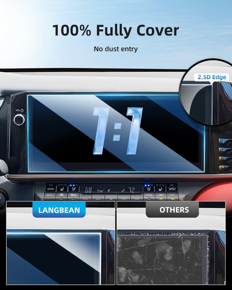 LANGBEAN Screen Protector for 2025 2026 Toyota Camry (XLE/XSE) 12.3 Inch Navigation Touchscreen, HD Clear, High Sensitivity, 9H Tempered Glass Car Navigation Screen Protector - Image 2